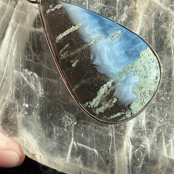 Mossy Blue Opal Crystal Stone Jewelry Pendant - Picture 8 of 8